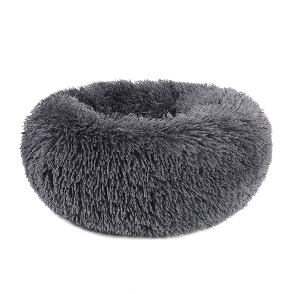 Round Plush Pet Bed for Dogs & Cats,Fluffy Soft Warm Calming Dog Bed Sleeping Kennel Nest,20 X 20 X 8"